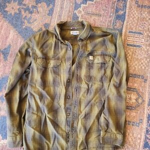 Carhartt Olive Plaid Men's Lightweight Work Shirt Jacket